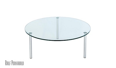 Couchtisch mit drei Tisch-Beinen, Glas rund, Höhe nach Maß